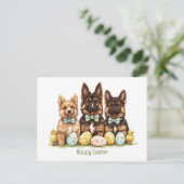 Happy Oaster German Shepherd Hogs Feiertagspostkarte (Stehend Vorderseite)