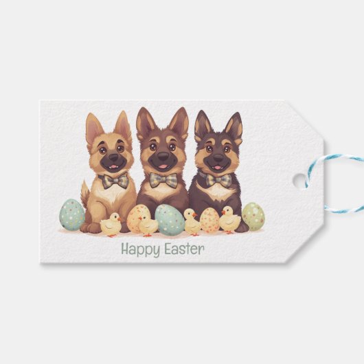 Happy Oaster German Shepherd Hogs Geschenkanhänger (Vorderseite (Horizontal))