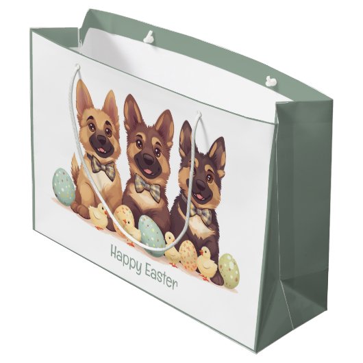 Happy Oaster German Shepherd Hogs Große Geschenktüte (Rückseite Schrägansicht)