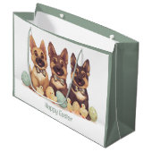 Happy Oaster German Shepherd Hogs Große Geschenktüte (Vorderseite Schrägansicht)
