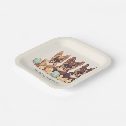 Happy Oaster German Shepherd Hogs Pappteller (Gewinkelt)