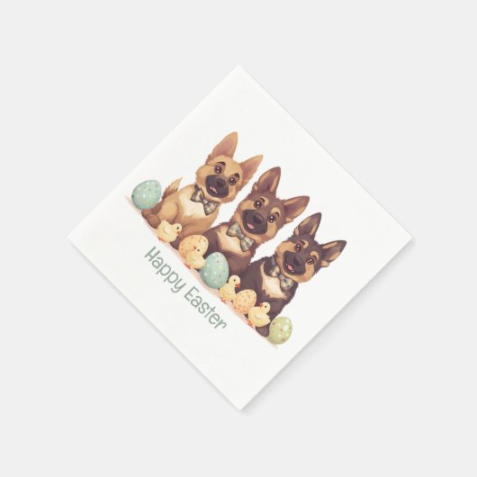 Happy Oaster German Shepherd Hogs Serviette (Ecke)