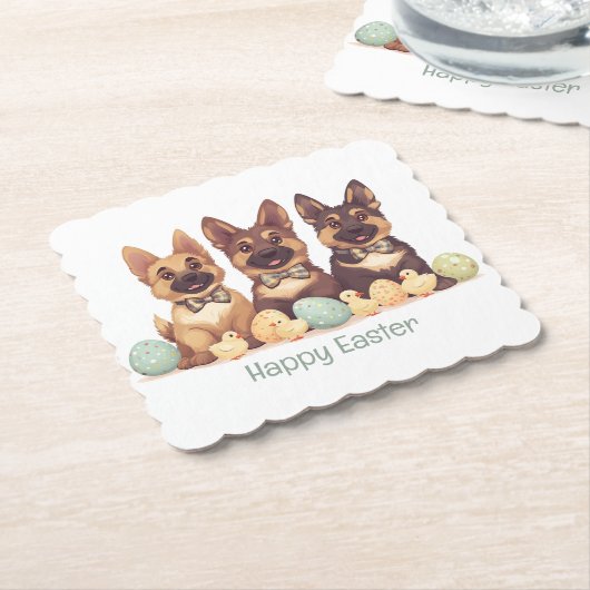 Happy Oaster German Shepherd Hogs Untersetzer (angewinkelt)