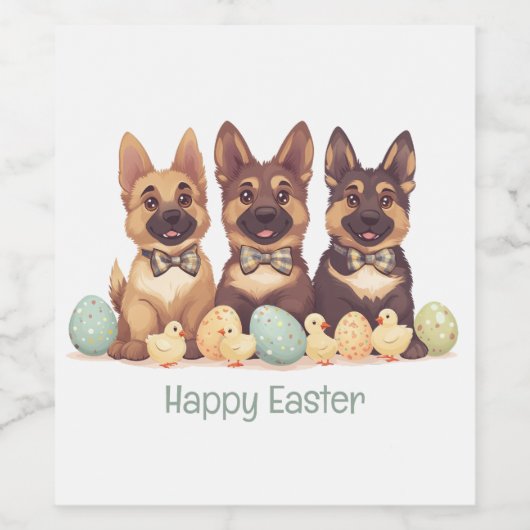 Happy Oaster German Shepherd Hogs Weinetikett (Einzelnes Label)