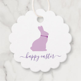 Happy Oaster Gift Tags mit Lila Osterhase Geschenkanhänger