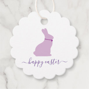 Happy Oaster Gift Tags mit Lila Osterhase Geschenkanhänger