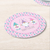 Happy Oaster Gnome Juggling Ostereier Runder Pappuntersetzer (Angewinkelt)