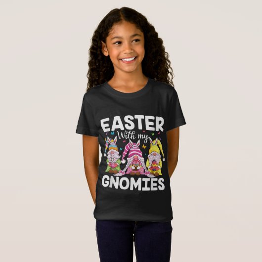 Happy Oaster Gnome mit Bunny Oars Ei Jagen Ee T-Shirt (Vorne ganz)