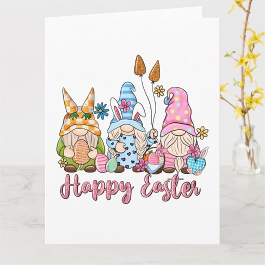 Happy Oaster Gnomes Chocolate Bunny Factory Karte (Gelbe Blume)