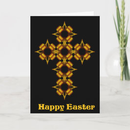 Happy Oaster Gold Cross Fraktal Feiertagskarte