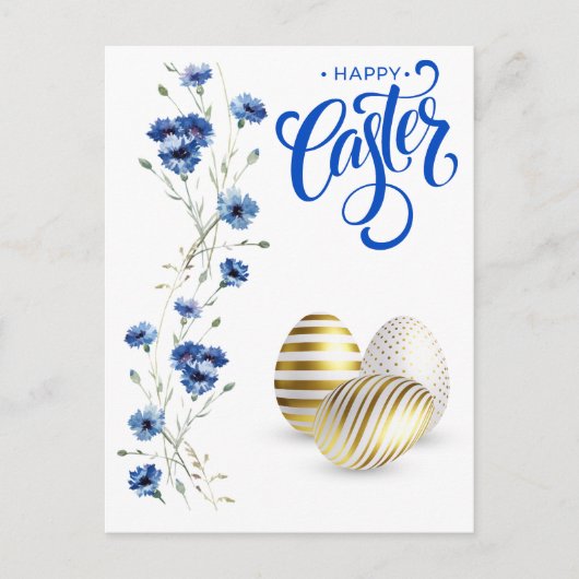 Happy Oaster Gold Eggs Cornblumen Postkarte (Vorderseite)