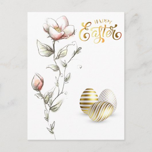 Happy Oaster Gold Eggs Rose Postkarte (Vorderseite)