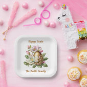 Happy Oaster Gold Floral Egg Paper Plate Pappteller (Party)