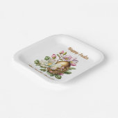 Happy Oaster Gold Floral Egg Paper Plate Pappteller (Gewinkelt)
