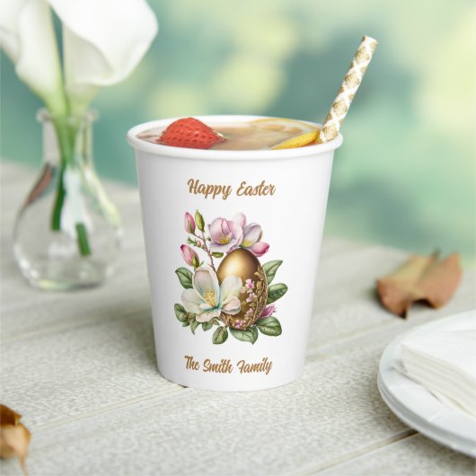 Happy Oaster Gold Floral Egg Pappbecher (In Situ)