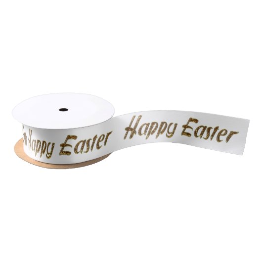 Happy Oaster Gold Glitzer Texttypografie Elegant Satinband (Spule)