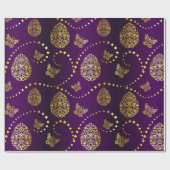 Happy Oaster Golden Eggs and Butterfells Lila Geschenkpapier (Flach)