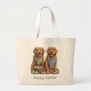 Happy Oaster Golden Retriever Dogs Osterkorb Jumbo Stoffbeutel
