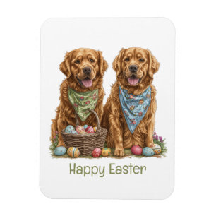 Happy Oaster Golden Retriever Dogs Osterkorb Magnet