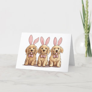 Happy Oaster Golden Retriever Hunde Bunny Ears Feiertagskarte