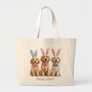Happy Oaster Golden Retriever Hunde Bunny Ears Jumbo Stoffbeutel