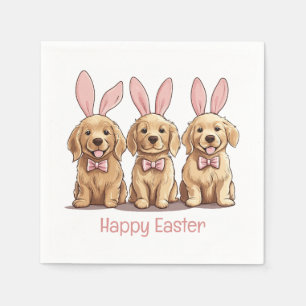 Happy Oaster Golden Retriever Hunde Bunny Ears Serviette