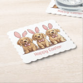 Happy Oaster Golden Retriever Hunde Bunny Ears Untersetzer (angewinkelt)