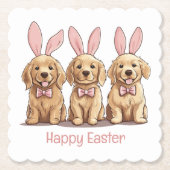 Happy Oaster Golden Retriever Hunde Bunny Ears Untersetzer (Vorderseite)
