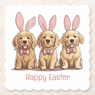 Happy Oaster Golden Retriever Hunde Bunny Ears Untersetzer