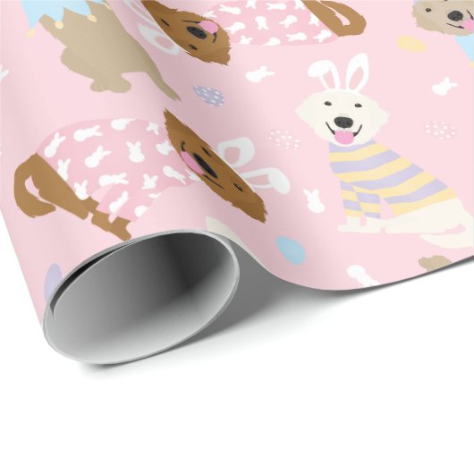 Happy Oaster Golden Retriever Hunde Geschenkpapier (Rolleneckpunkt)