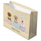 Happy Oaster Golden Retriever Hunde Große Geschenktüte (Vorderseite Schrägansicht)
