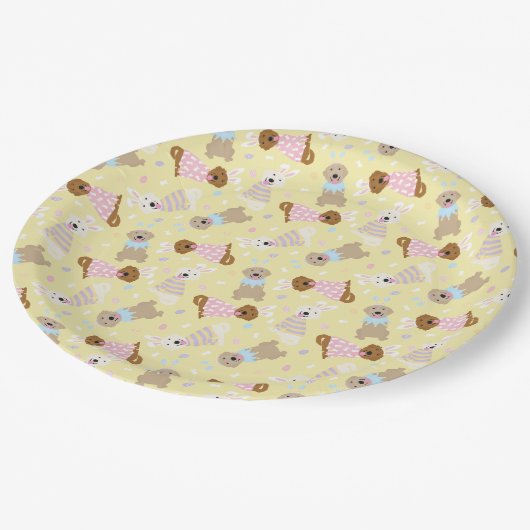 Happy Oaster Golden Retriever Hunde Pappteller (Schrägansicht)