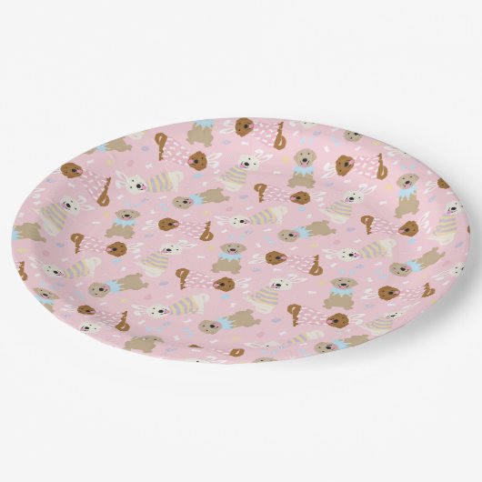 Happy Oaster Golden Retriever Hunde Pappteller (Schrägansicht)