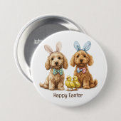 Happy Oaster Goldendoodle Hunde Button (Vorne & Hinten)