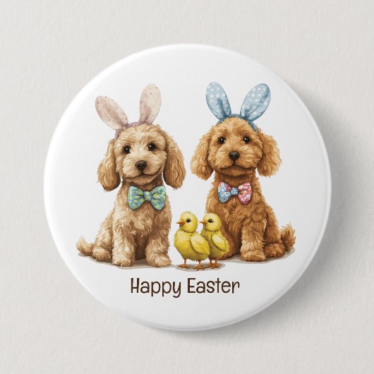Happy Oaster Goldendoodle Hunde Button (Vorderseite)