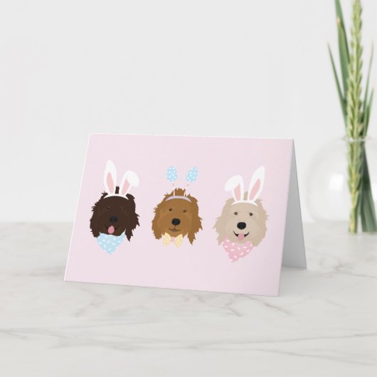 Happy Oaster Goldendoodle Hunde Feiertagskarte (Vorderseite)