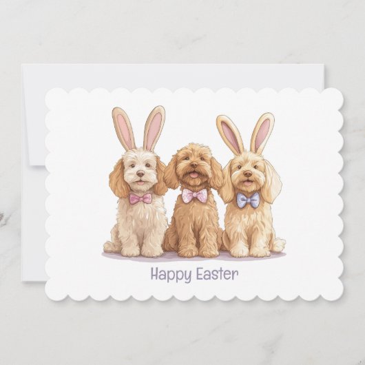 Happy Oaster Goldendoodle Hunde Feiertagskarte (Vorderseite)