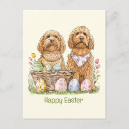 Happy Oaster Goldendoodle Hunde Feiertagspostkarte