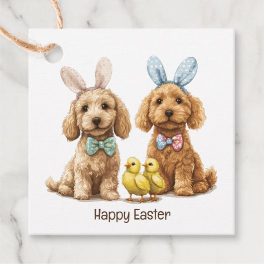 Happy Oaster Goldendoodle Hunde Geschenkanhänger (Vorderseite)