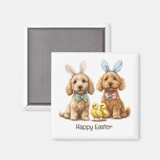 Happy Oaster Goldendoodle Hunde Magnet (Vorderseite/Rückseite)