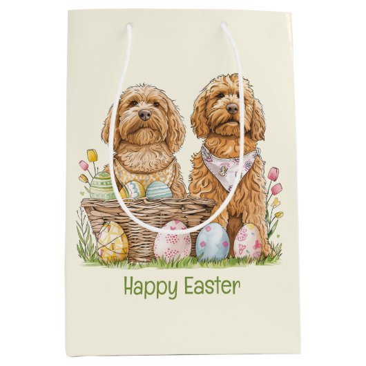 Happy Oaster Goldendoodle Hunde Mittlere Geschenktüte (Vorderseite)
