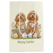 Happy Oaster Goldendoodle Hunde Mittlere Geschenktüte (Rückseite)
