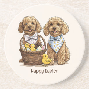 Happy Oaster Goldendoodle Hunde Osterhase Getränkeuntersetzer