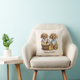 Happy Oaster Goldendoodle Hunde Osterhase Kissen