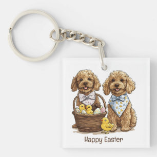 Happy Oaster Goldendoodle Hunde Osterhase Schlüsselanhänger