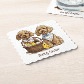 Happy Oaster Goldendoodle Hunde Osterhase Untersetzer (angewinkelt)