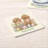 Happy Oaster Goldendoodle Hunde Rechteckiger Pappuntersetzer (angewinkelt)
