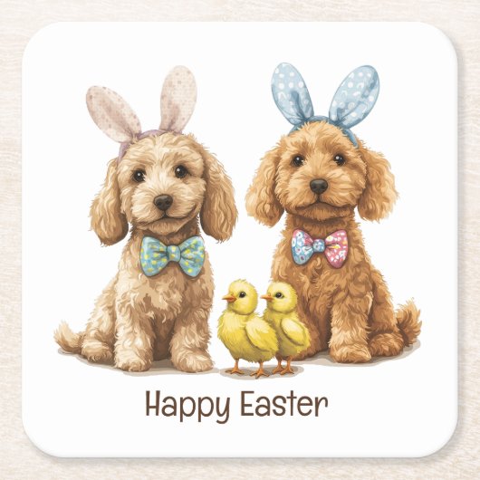 Happy Oaster Goldendoodle Hunde Rechteckiger Pappuntersetzer (Vorderseite)
