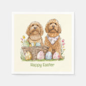 Happy Oaster Goldendoodle Hunde Serviette (Vorderseite)