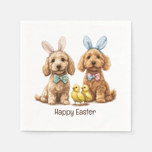 Happy Oaster Goldendoodle Hunde Serviette (Vorderseite)